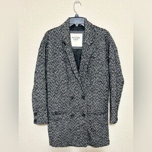 Abercrombie & Fitch COAT  Wool Blend herringbone Textured Dad Peacoat Size Large